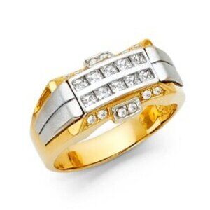 10mm Men's Wedding band Ring 14k White Yell…